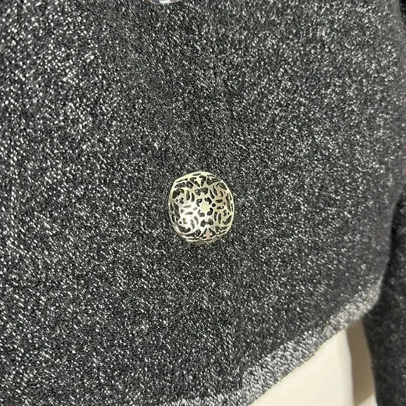 Elie Tahari Black Silver Buttoned Mottled Tweed Jacket - Picture 8 of 10